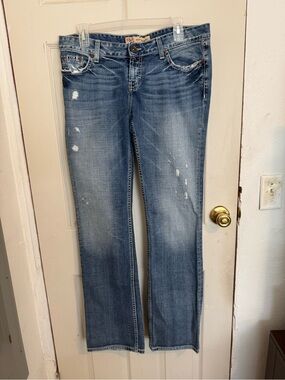 BKE High Rise Distressed Blue Jeans